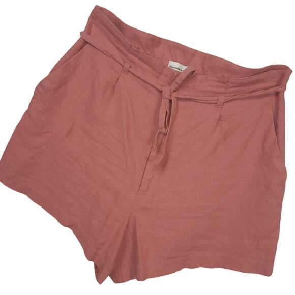Abercrombie & Fitch Women's Linen Blend Shorts Sz Large Drawstring Casual Mauve - Picture 1 of 8